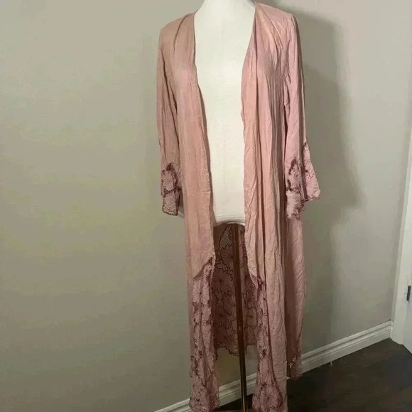 Tiare Hawaii Revolve peachy boho beach duster kimono long OS - Picture 3 of 7